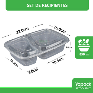 Contenitore in plastica 850ml stile americano con 2 spazi 150 pezzi spedizione dal Messico - Product Image 3