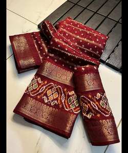 SOIRÉE BARBARI SOIE DIAMANT TRAVAIL SAREE AVEC CHEMISIER NON COUDU RAMA - Product Image 4