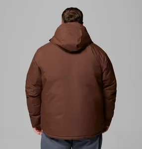 Veste d'hiver rembourrée à capuche pour homme, en polyester épais, coupe-vent, fermeture éclair, style décontracté, couleur unie, chaude et matelassée - Product Image 2