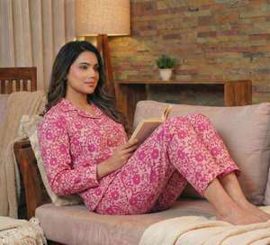 High Quality Thermal Summer Cotton Pajama Set Hand Block <b>Women</b> Nightwear Bridesmaid <b>Lounge</b> Soft <b>Suit</b> - Product Image 6