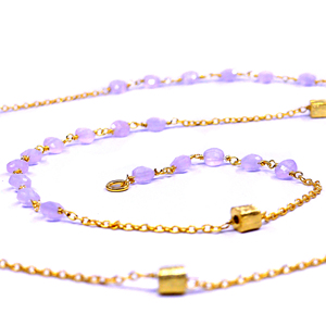 À la mode 925 Sterling Silver Rose Quartz Gemstone Plaqué Or Dames Porter Lien Chaîne Collier Ensemble - Product Image 4