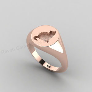 925 Sterling Silver 18K Gold Plated Cat Bezel Setting Resin Ashes Breastmilk Jewelry Ring Customizable - Product Image 6