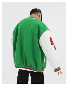 Blouson universitaire unisexe personnalisé à double boutonnage avec manches en toile, écologique, séchage rapide, coupe longue, style Letterman, pour l'automne, baseball - Product Image 2