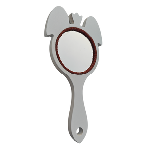 Espejo de Mano con Forma de Hada, con Marco de Madera y Pintura Rústica, Espejo de Vanidad Duradero para Maquillaje, Cuidado de la Piel y Viajes - Product Image 4