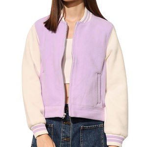 Veste universitaire courte pour femmes grande taille en gros avec broderie, col montant, motif tricoté, décontractée, hiver, haute qualité - Product Image 1