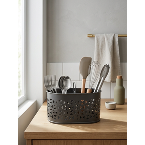 Organizer per Utensili da Cucina in Metallo Zincato – Organizer per Forchette, Cucchiai e Coltelli - Product Image 3