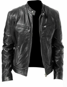 Veste de moto en cuir bleu personnalisable en gros, coupe-vent et chaude, tailles grandes, vestes en cuir pour hommes, veste en cuir pour hommes - Product Image 4