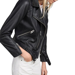 Nueva Chaqueta de Cuero para Mujer, Estilo Motero, Ajustada, con Cremallera, Forro Cálido para Invierno, Diseño Personalizado OEM 2026 - Product Image 4