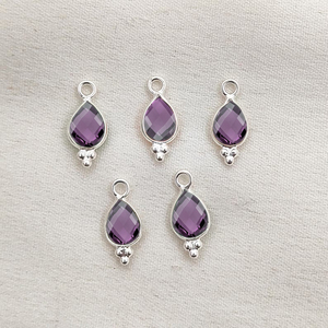 Charmes en quartz alexandrite en forme de poire, sertis à la main, taille briolette, argent sterling 925, ensemble de sertis, pendentif, fabrication de bijoux, charme en vrac - Product Image 1
