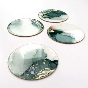 <b>resin</b> coasters with marble effect stylish drink mats <b>for</b> tea coffee <b>table</b> decor handmade <b>epoxy</b> gift <b>for</b> living dining room - Product Image 5