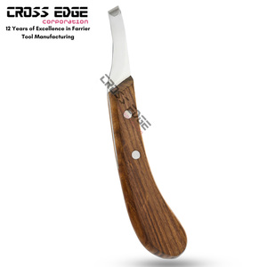 Herramientas profesionales Ferrier, cuchillo para pezuña, hoja recta, bordes afilados, mango de madera de alta calidad, fácil agarre, recorte rápido, acero inoxidable - Product Image 1