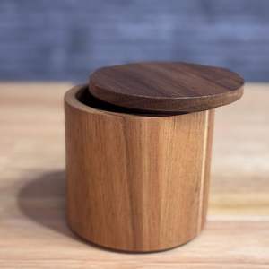 Handcrafted Acacia Wood Decorative <b>Jar</b> with Lid Retro Design for Kitchen Counter <b>Tea</b> <b>Sugar</b> <b>Coffee</b> Storage Wooden - Product Image 1