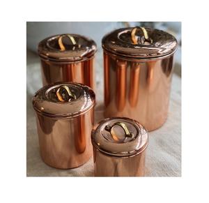 Ensemble de bidons en cuivre faits à la main Meilleur vendeur pour la maison et la cuisine Vaisselle Meilleur taux Boîte de rangement des aliments - Product Image 5