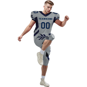Service OEM, ensembles d'uniformes de football américain respirants, légers, à séchage rapide, antibactériens, anti-UV, personnalisables, couleur grise, taille plus - Product Image 5