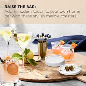 Ensemble de sous-verres minimalistes en marbre blanc rond avec bords nouvelle protection de boisson décor à la maison moderne accent de vaisselle élégant pour les surfaces - Product Image 3
