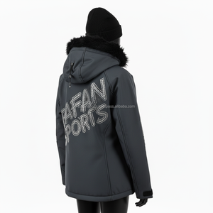 Chaqueta Softshell para mujer, térmica, a prueba de viento, impermeable, tela elástica, diseño de Panel, logotipo personalizado bordado, chaqueta Softshell para mujer - Product Image 5