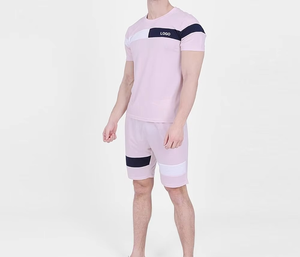 Best Sale Price <b>Men</b> Summer <b>Shorts</b> Set Breathable T Shirt With <b>Short</b> Set Block Color Customized Logo <b>Slim</b> <b>Fit</b> Casual Wear - Product Image 4