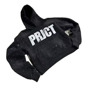 Vêtements de rue sérigraphié hommes à capuche poids lourd sans cordes ourlet brut hommes à capuche Vintage lavage à l'acide strass sweat à capuche unisexe - Product Image 1