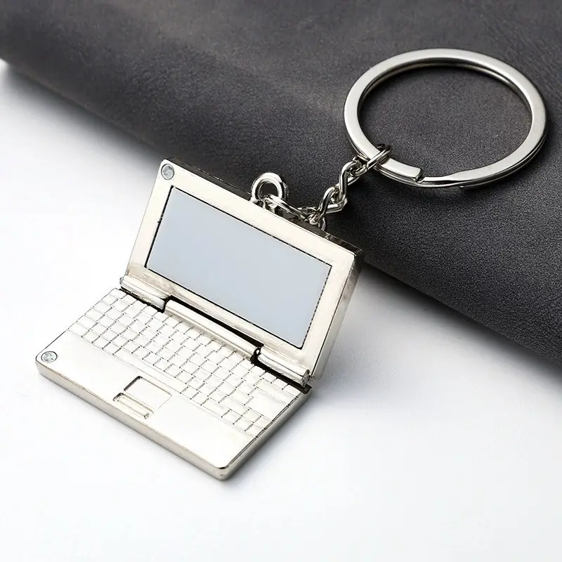 LOGOTIPO Personalizado Em Branco Mini Dobrável Notebook Computador Chaveiro Teclado Chaveiro Titular Liga LCD Metal Chaveiro 3D Laptop Keychain