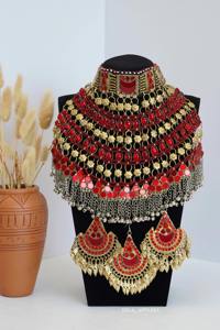 Ensemble de mariée artisanal traditionnel afghan de couleur rouge avec des pierres pour les femmes afghanes - Product Image 1