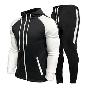 High Quality Customized Embroidered Logo Autumn Breathable Gym Two Piece Full <b>Zip</b> Fleece Jogger Training Jogging Set Wear - Product Image 5