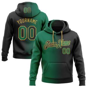 Vente en gros Livraison directe Sweat-shirt à capuche cousu sur mesure noir Kelly vert-Old Gold Gradient Fashion Sports Pullover - Product Image 1