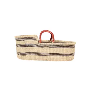 Natural Seagrass Baby Changing Basket Moses Basket with Baby Pad Baby Changing Basket Elephant Seagrass