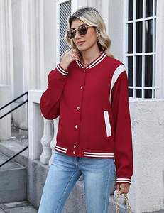 Bomber Veste Femmes Varsity Casual Boutonné Léger 2025 Automne Mode Court Tenues Scolaires avec - Product Image 3