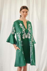 Gran oferta, vestido de trabajo de verano Vintage para mujer, camisa bordada Floral de manga larga, Vestido corto de estilo único para ocasiones en la playa - Product Image 4