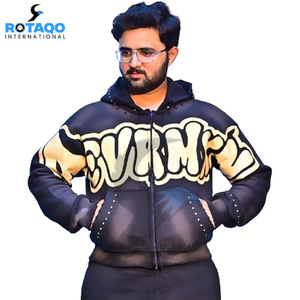 Sweats à capuche surdimensionnés décontractés pour hommes Style Baggy Logo personnalisé Impression personnalisée Style fermeture éclair Streetwear Drop Shoulder Oem - Product Image 1