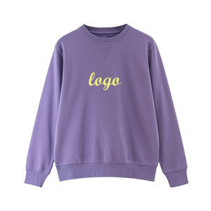 Nuevo estilo cuello redondo Mujer verde sudadera polar tejido algodón manga larga cálido Casual liso sudaderas de gran tamaño - Product Image 1