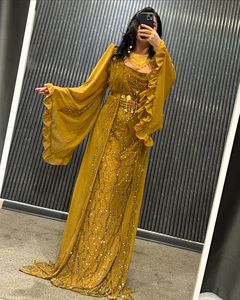 Vestido de Noche Kaftan Musulmán Tradicional Marroquí 2025, Satinado, Largo hasta el Suelo, Elegante, Estilo Fiesta, Estampado Floral, Hermoso y Natural - Product Image 5