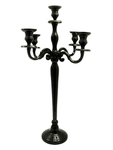 Classic Five Arm <b>Black</b> Standing Candelabra with Powder Coated Finish For Timeless Home Decor Accent - Product Image 2