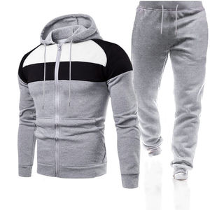 ชุดวอร์มจ๊อกกิ้งแบบสองชิ้นสำหรับผู้ชายมีฮู้ดคอสีทึบแบบกำหนดเองสำหรับฤดูหนาว - Product Image 5