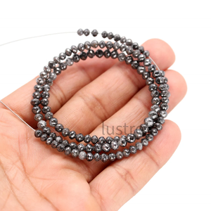 ลูกปัดเพชรสีเทาเข้มแบบกลมเหลี่ยมเพชรพลอยหลวมลูกปัดอัญมณีทำขายส่งเพชรธรรมชาติ100% - Product Image 1