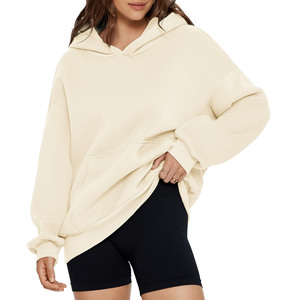 Sudaderas con capucha de mujer con hombros caídos y ajuste holgado de diseño personalizado, ropa de calle de punto, sudaderas con capucha de gran tamaño con estampado personalizado para mujer y sudadera - Product Image 1