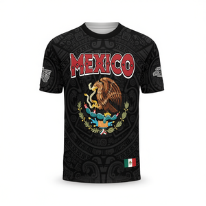 Camiseta de Fútbol 3D Unisex de México con Nombre y Número Personalizados, Diseño de Águila y Patrón Azteca para Aficionados - Product Image 2