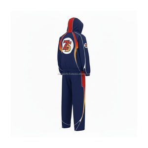 High quality 160 GSM windbreaker tracksuit set durable polyester material with red yellow navy panel custom logo plus size - Product Image 5