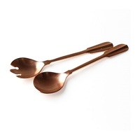 Juego de cubiertos de acero inoxidable para fruta, cuchara para sopa, postre, tenedor, vajilla de ensalada con acabado pulido, 2 uds., gran oferta