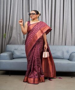 Tissu organza soyeux et élégant pour femmes avec broderie lourde pour les célébrations de mariage et de fête - Product Image 5