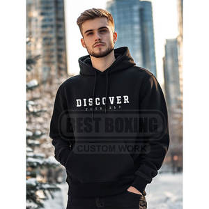 Sweat à capuche homme surdimensionné pour look de rue moderne Basic Slim Fit Sweat à capuche homme couleur noire Hoodies - Product Image 2