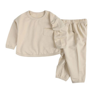 Nouvelle conception respirante, ensemble 2 pièces 100% coton, survêtement en molleton personnalisé, sweat à capuche zippé pour enfant, jogging - Product Image 2