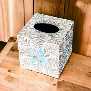 Square mosaic decorative tissue paper storage <b>box</b> with <b>mother</b> of pearl inlay cheapest price - Product Image 5