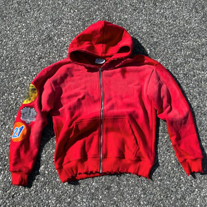 Vente en gros d'écusson brodé sur mesure 100% coton d'automne surdimensionné en détresse recadrée lavage à l'acide soleil délavé pull lourd lourd - Product Image 2