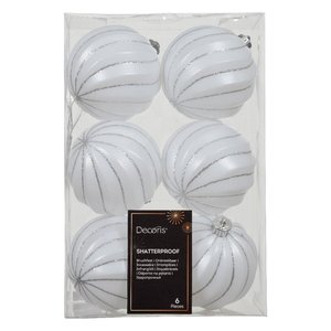 Ensemble de 6 boules de Noël en plastique blanc d'hiver Kaemingk 26077 pour décorations festives - Product Image 1