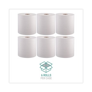 Windsoft WIN12906 8 pouces. Rouleaux de serviettes en papier jetables X 800 Ft. Hardwound, blancs, pour cuisine, 6 rouleaux/carton - Product Image 2