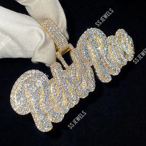 สร้อยประดับเพชรตัวอักษร S925สำหรับผู้ชายและผู้หญิง VVS D Lab สร้อยคอชื่อต้นสไตล์อินเทรนด์ออกแบบได้เอง - Product Image 1