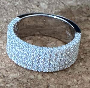 Bague demi-éternité multi-rangs en argent 925 avec moissanite taille ronde, bijoux fins pour mariage, bague de fiançailles - Product Image 1