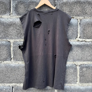 Custom Luxury Streetwear t shirt Custom Dtg Print <b>logo</b> Sleeveless Shirts for Men O Neck Cotton Washed Distressed Men's T shirts - Product Image 3