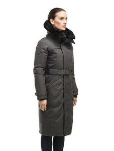 Dernier parka court à capuche pour femmes gris acier avec logo personnalisé veste d'hiver matelassée et bouffante en tricot - Product Image 4